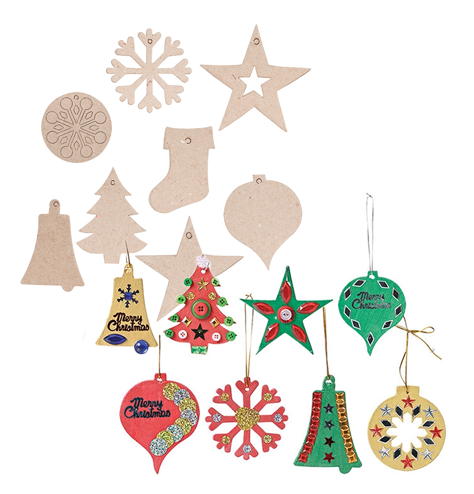 *Paper Mache Christmas Decorations - Assorted 80pk