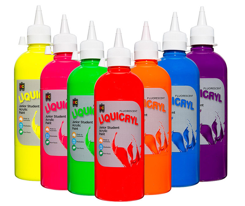 EC Fluorescent Liquicryl Paint 500ml - Set of 7
