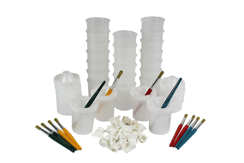 Complete Premium Safety Paint Pots & Stubby Brushes - 48pcs