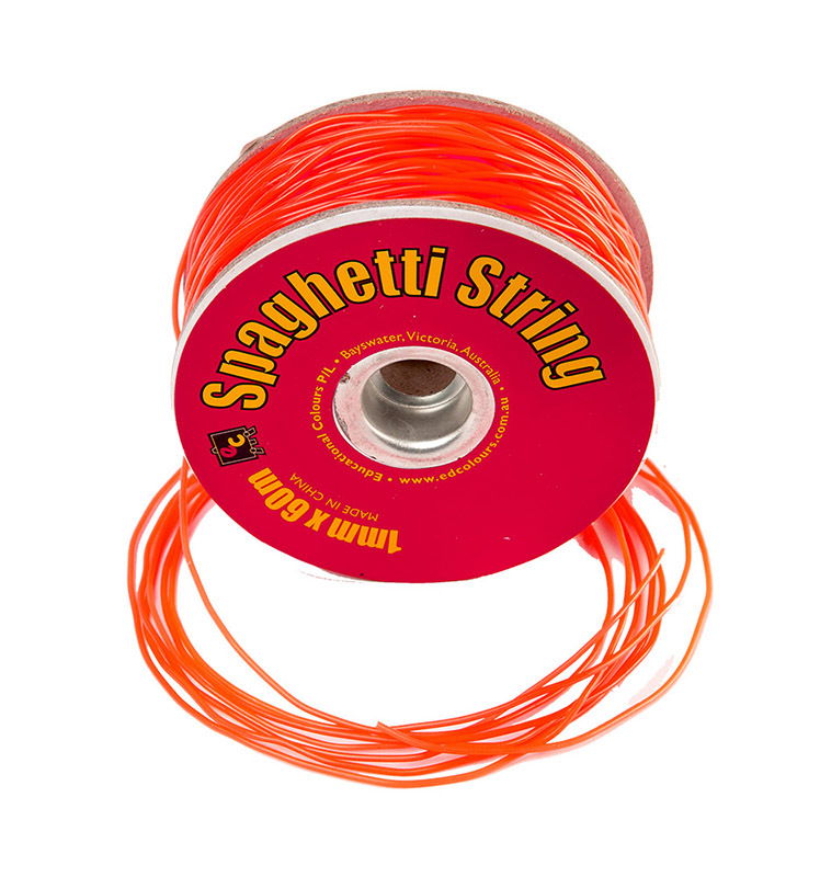 Plastic Line Thin 1mm Spaghetti String - Red - 60m