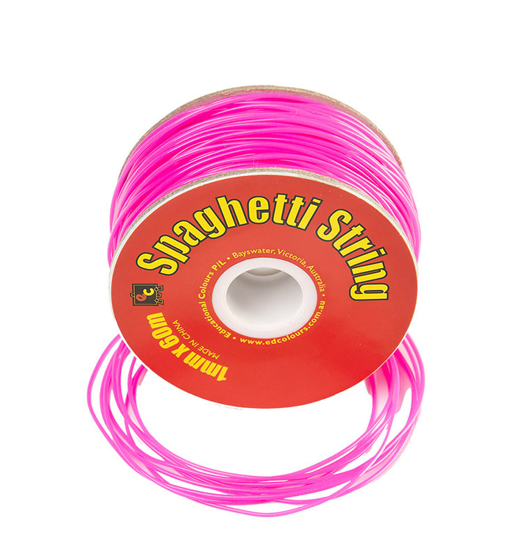 Plastic Line Thin 1mm Spaghetti String - Fluoro Pink - 60m