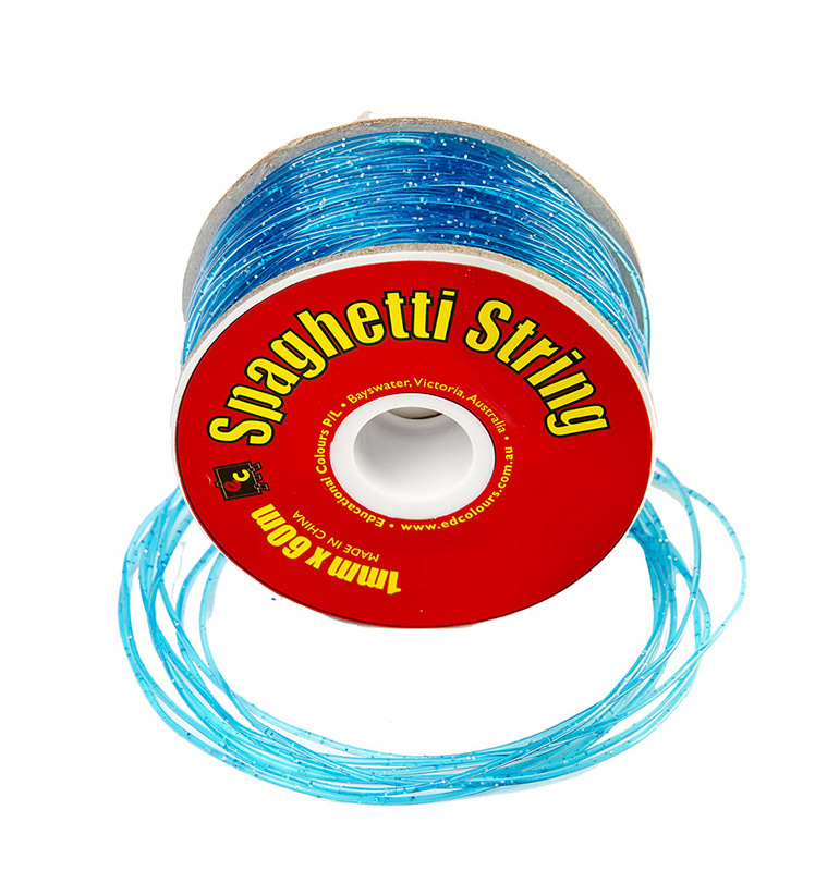Plastic Line Thin 1mm Spaghetti String - Glitter Sea Blue - 60m