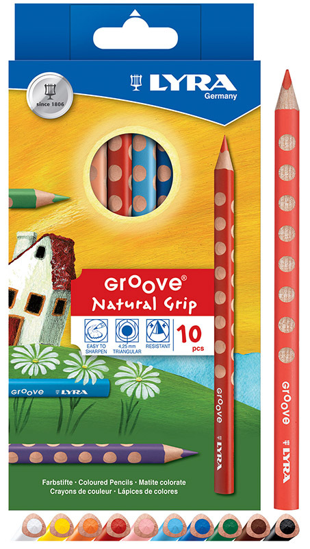 Lyra Groove Natural Grip Pencils - Coloured 10pk