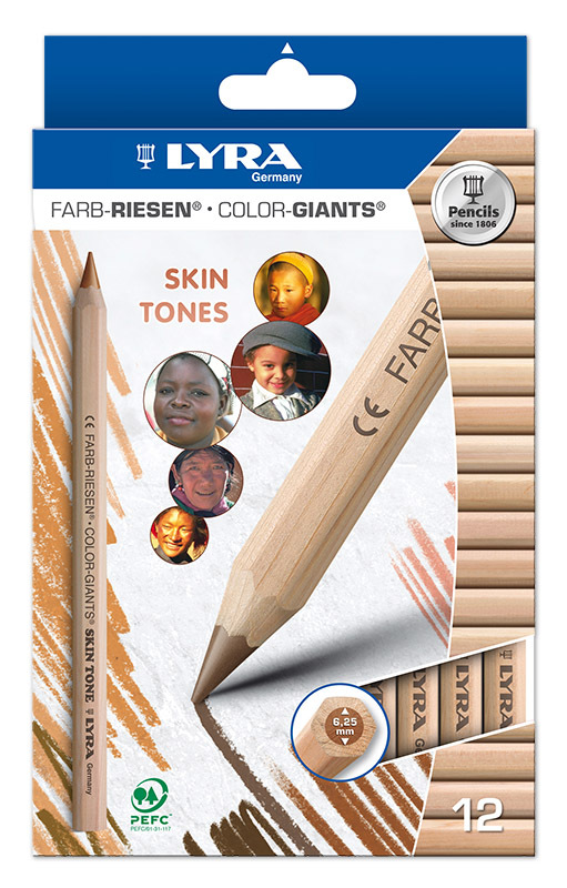 Lyra Colour Giant Pencils - Skin Tones 12pk