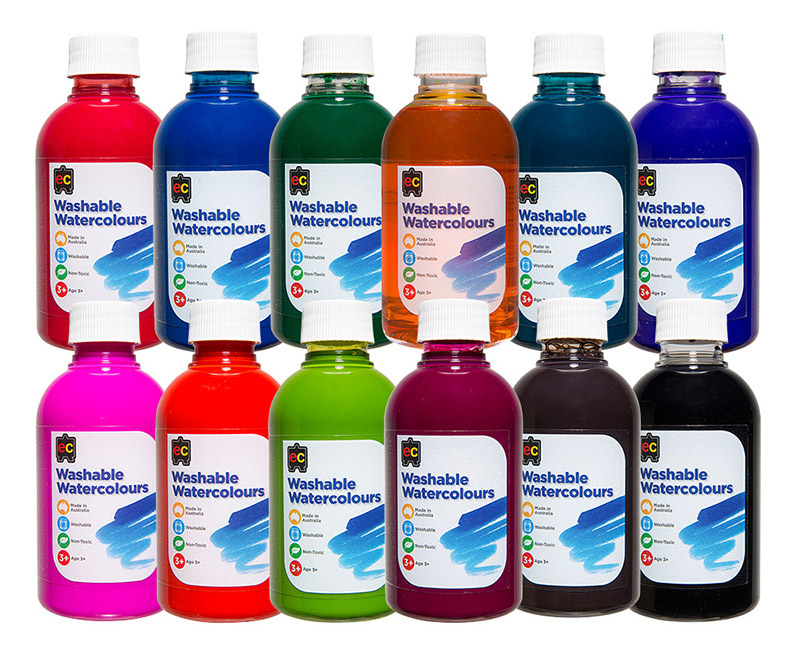 Washable Watercolour Paint  250ml - Set of 12