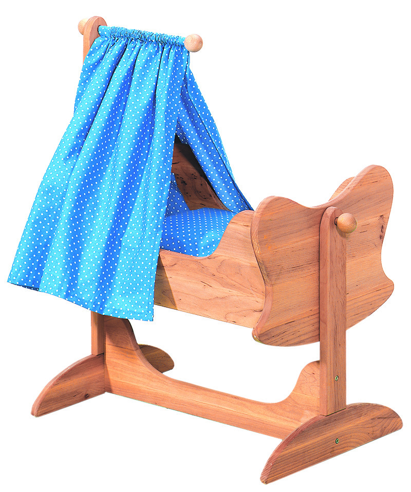 Gluckskafer Wooden Doll Rocking Cradle With Canopy