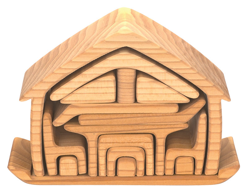 Gluckskafer Wooden All-In-House - Natural 17pcs 22 x 7 x 15cmH