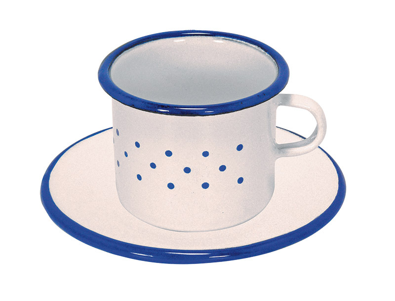 Gluckskafer Enamel Crockery - Cup & Saucer 9 x 6cmH