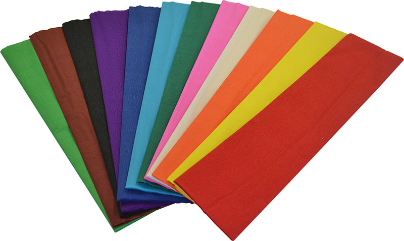 Crepe Paper 2.5m x 500mm - Assorted Colours 12pk