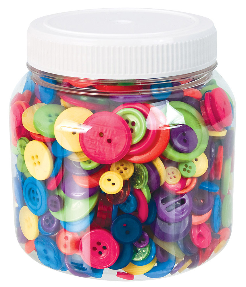 Bright Coloured Bulk Buttons - Jar 600g
