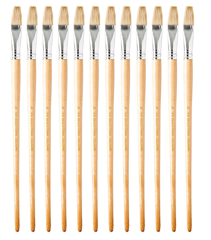 Long Handle Flat Brush - No 10 12pk