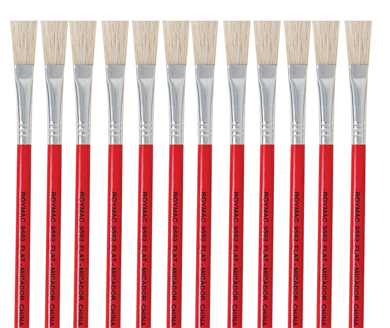 Micador for Artists Flat Glue or Paste Brush with Red Wooden Handle - 12pk