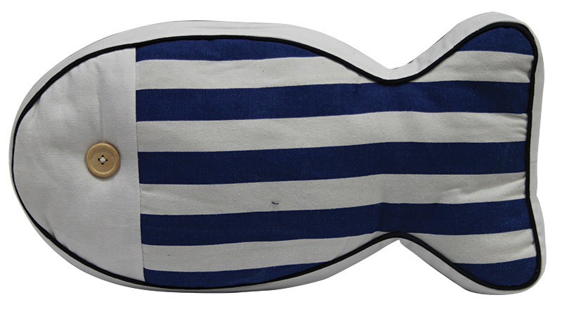 *SPECIAL: Indoor Linen & Cotton Cushion - Fish Wide Stripe