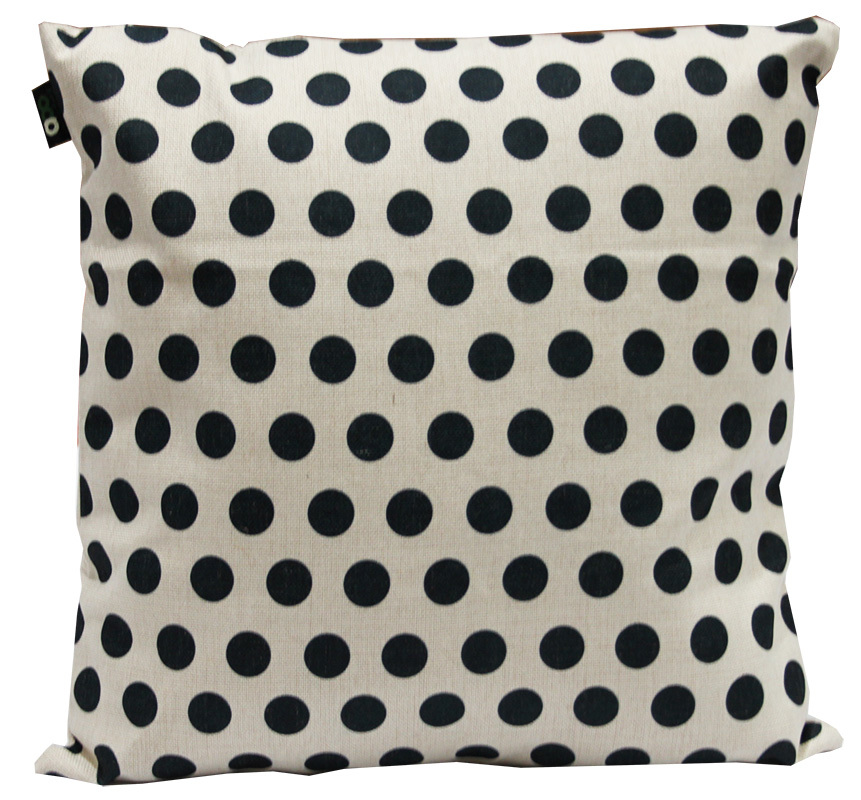 Indoor Linen & Cotton Cushion - Square Navy Blue Dots