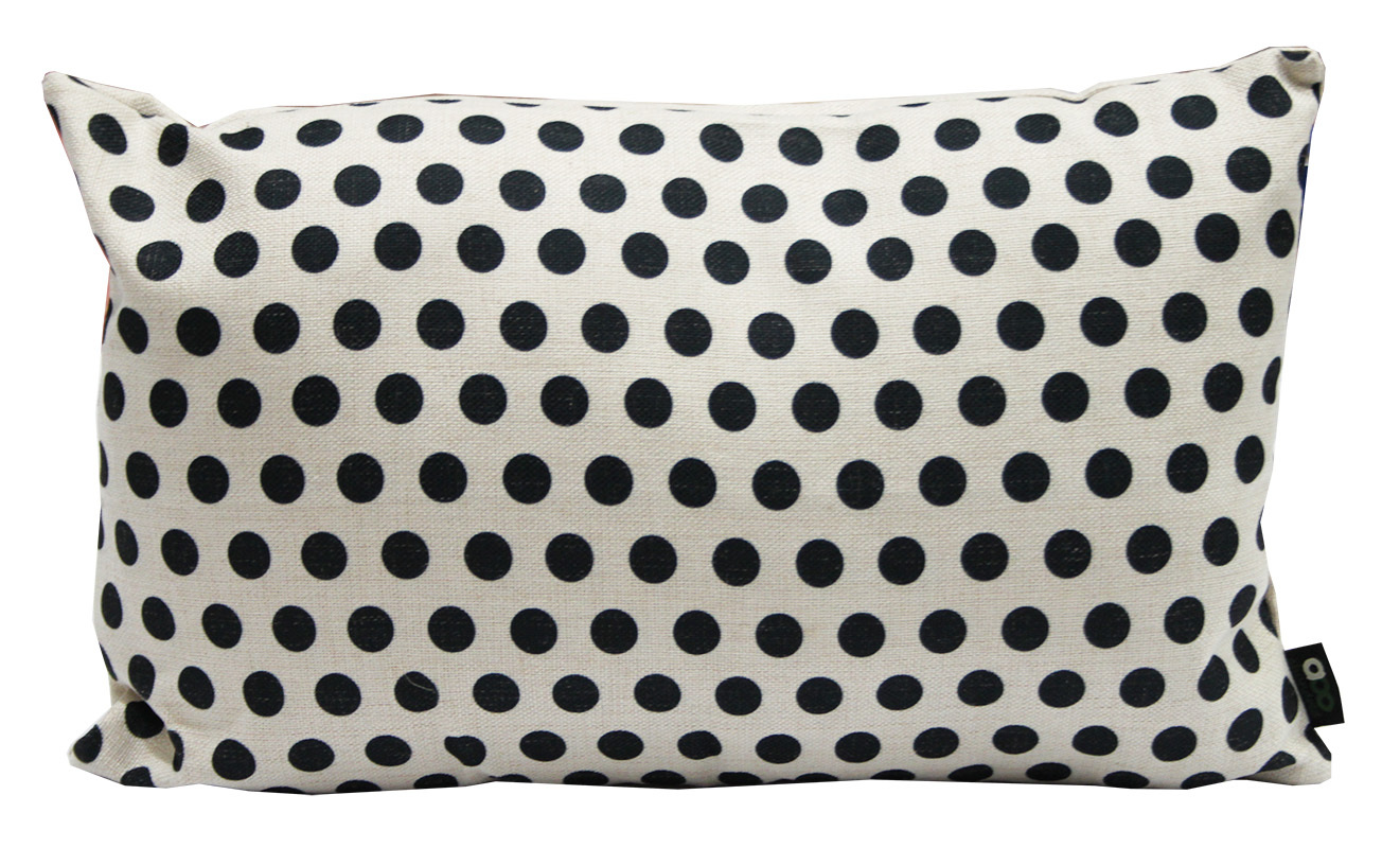 Indoor Linen & Cotton Cushion - Rectangle Navy Blue Dots