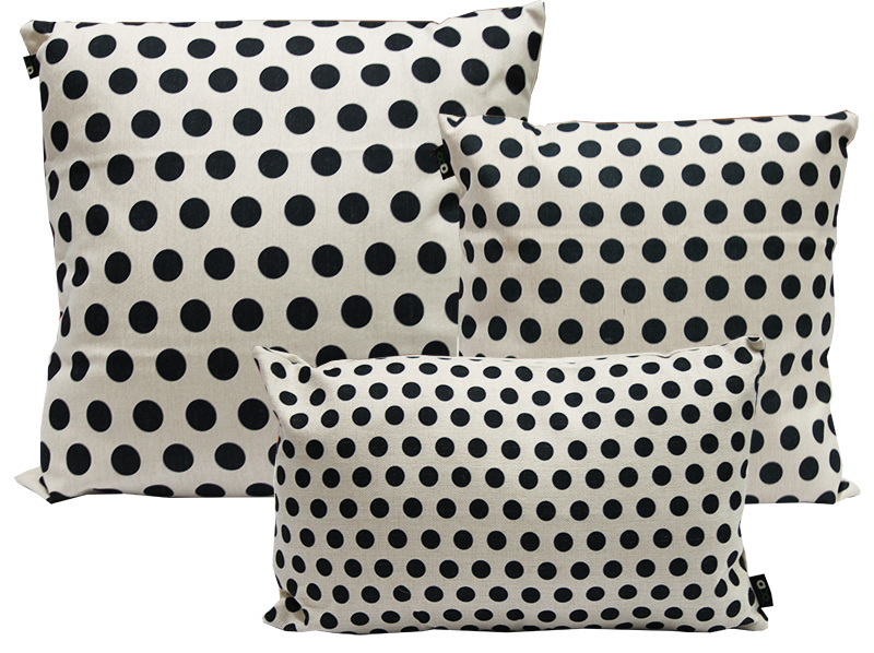 Indoor Linen & Cotton Cushion - Navy Blue Dots Set of 3