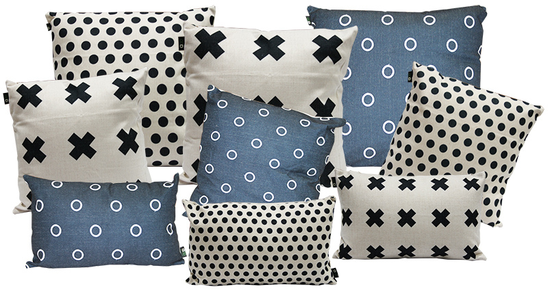 Indoor Linen & Cotton Cushion - Navy Blue Complete Set of 9