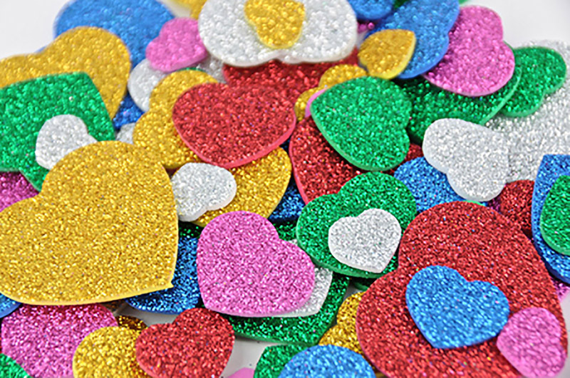Foam Shapes - Glitter Hearts 72pk