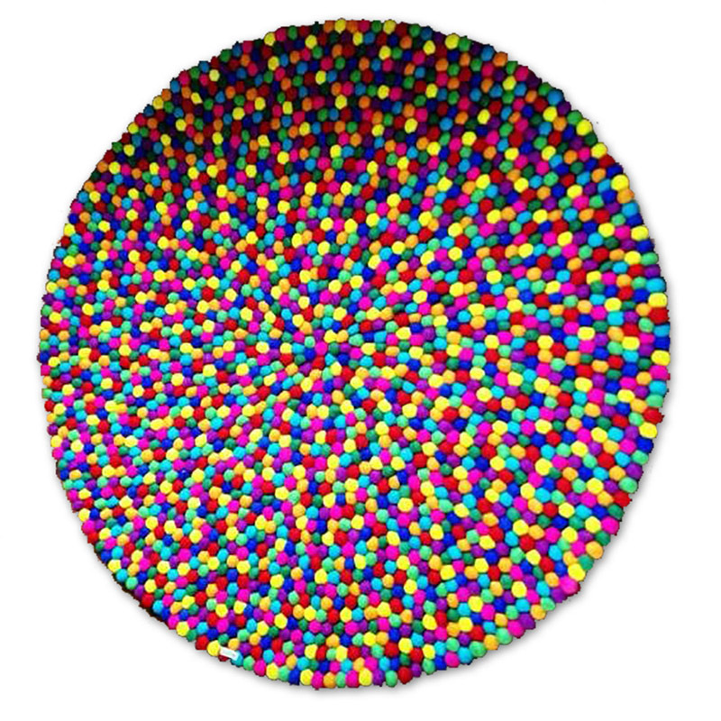 Felt Ball Rug - Rainbow Colours