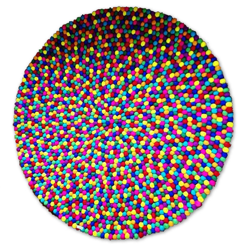 Papoose Felt Ball Rug - Rainbow Colours