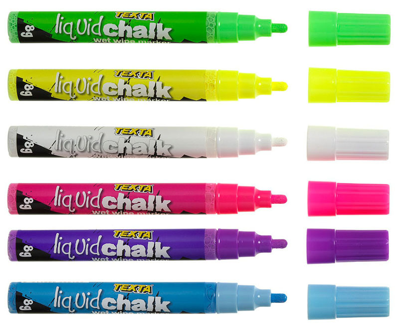 Texta Liquid Chalk Dry Wipe - Bullet Nib 6pk