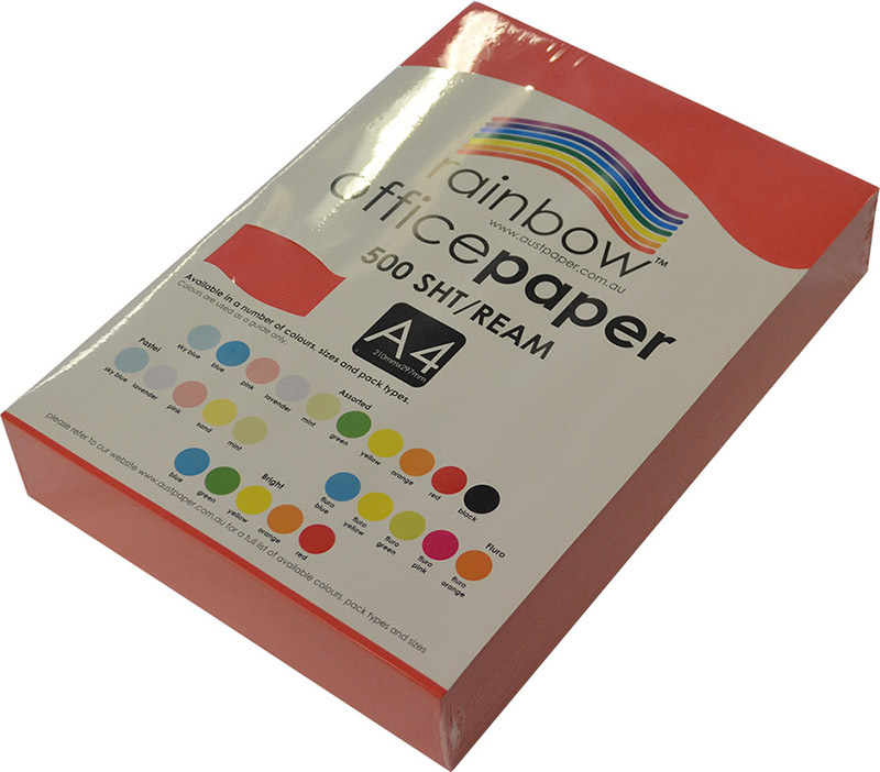 Rainbow Office/Copy Solid Colour Paper - 80gsm A4 Ream Red