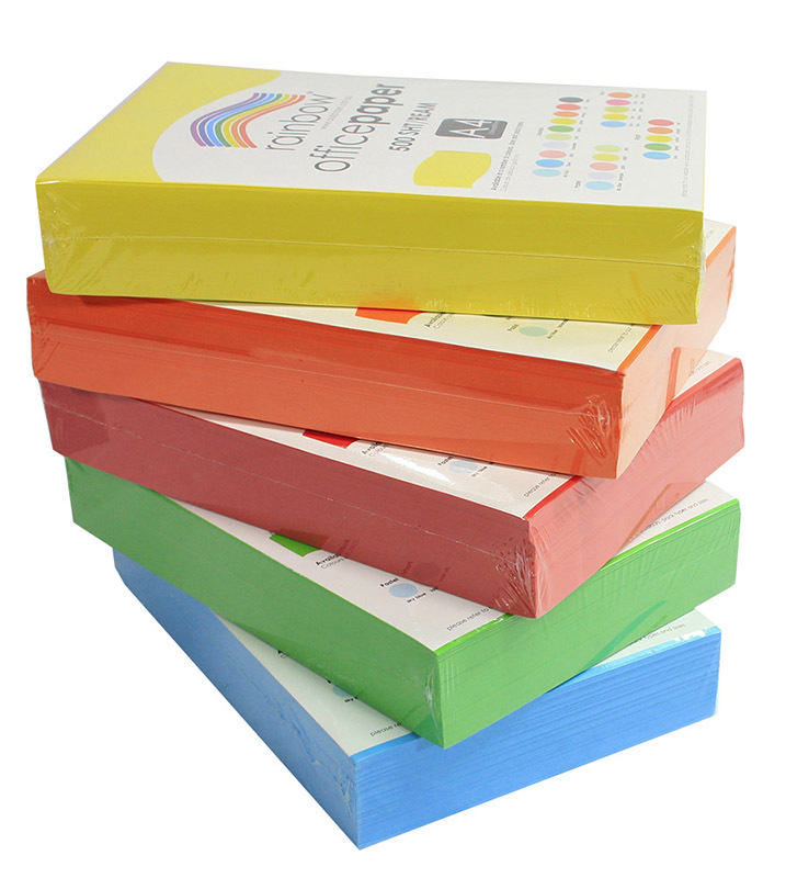 Rainbow Office/Copy Solid Colour Paper - 80gsm A4 Ream Set of 5