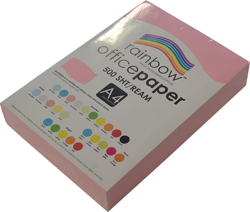 Rainbow Office/Copy Pastel Colour Paper - 80gsm A4 Ream Pink
