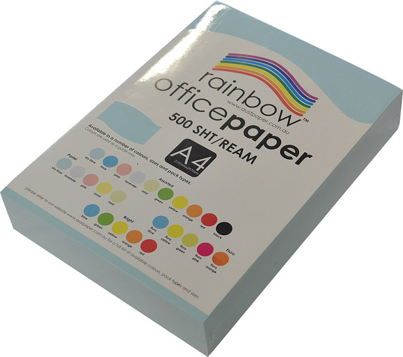 Rainbow Office/Copy Pastel Colour Paper - 80gsm A4 Ream Sky Blue