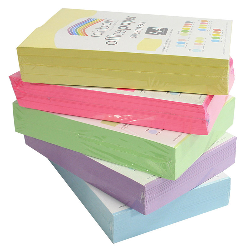Rainbow Office/Copy Pastel Colour Paper - 80gsm A4 Ream Set of 5