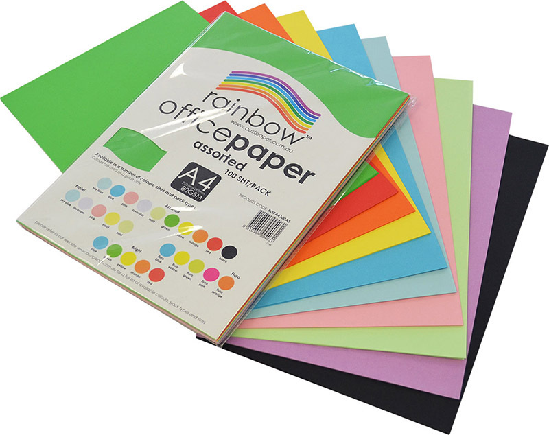 Rainbow Office/Copy Paper A4 500pk - 80gsm Assorted Colours