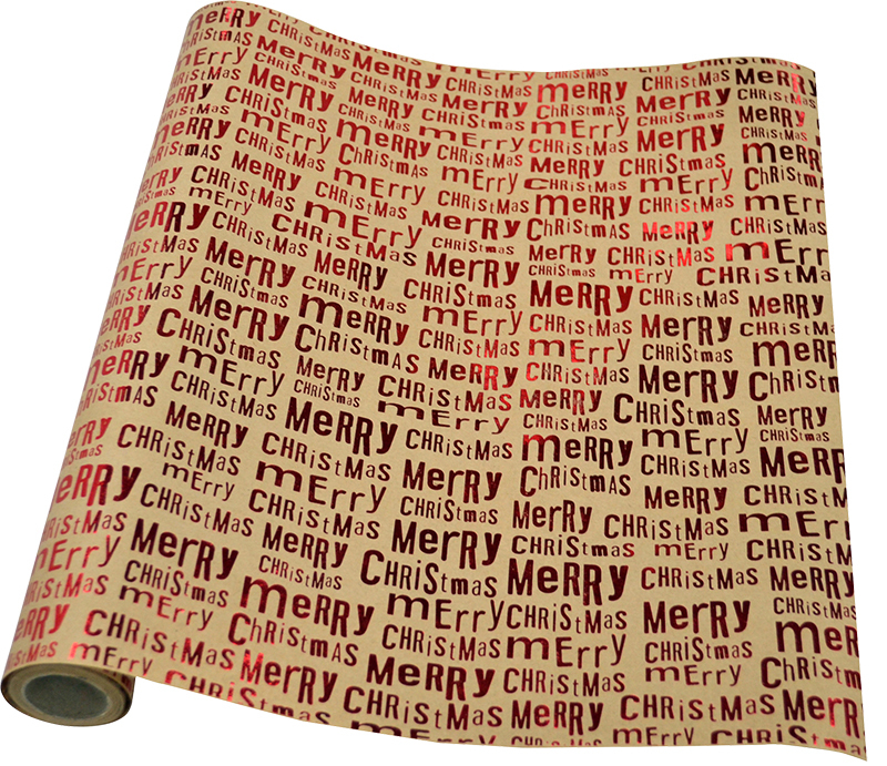 >Display/Poster Paper Rolls 10m x 500mm - Brown Kraft Christmas Metallic Red 70gsm