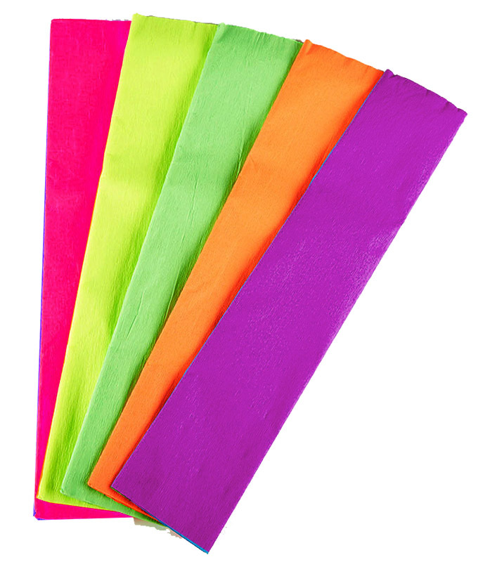 Rainbow Fluoro Crepe 2.5m x 500mm - Assorted Colours