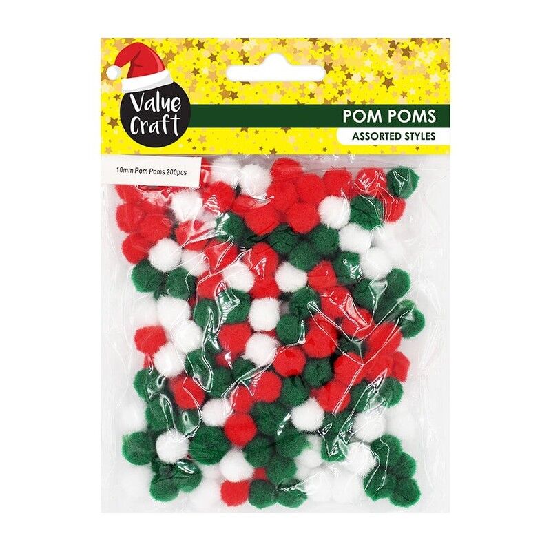 >Christmas Mini Pom Poms - 200pcs