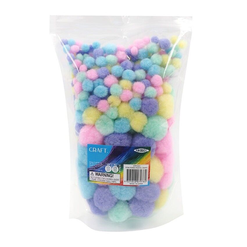 Pom Poms Pastel Assorted - 500pcs