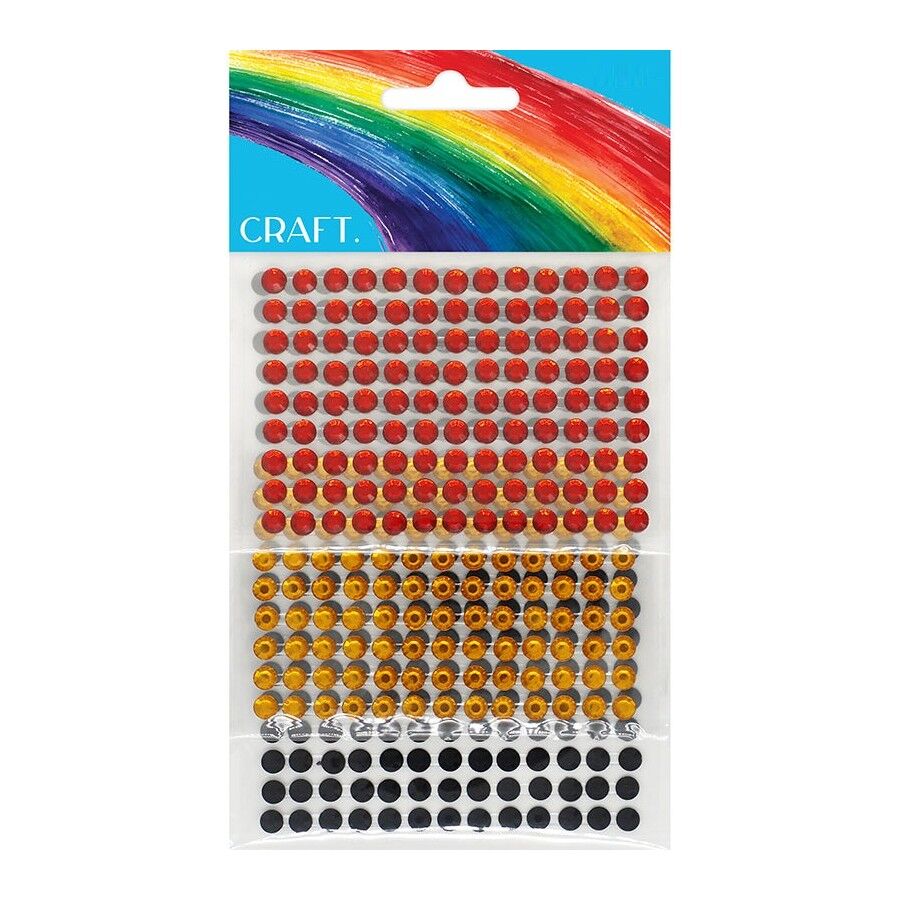 Rhinestone Stick-On Gems Yellow/Black/Red 6mm - 364pcs