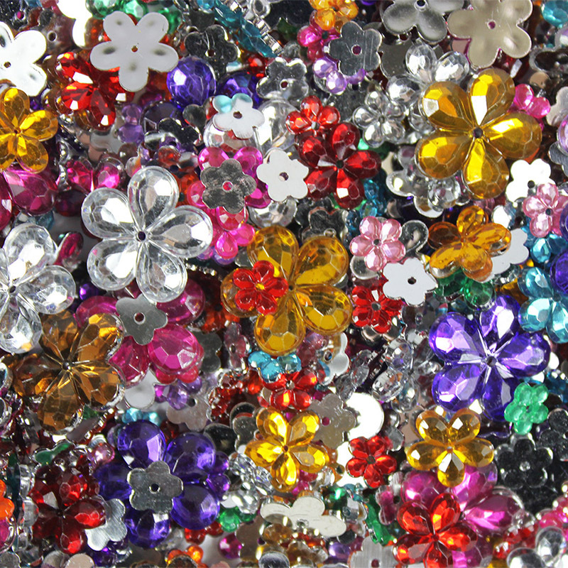Sequin Flower Gemstones - Assorted 100g Jar