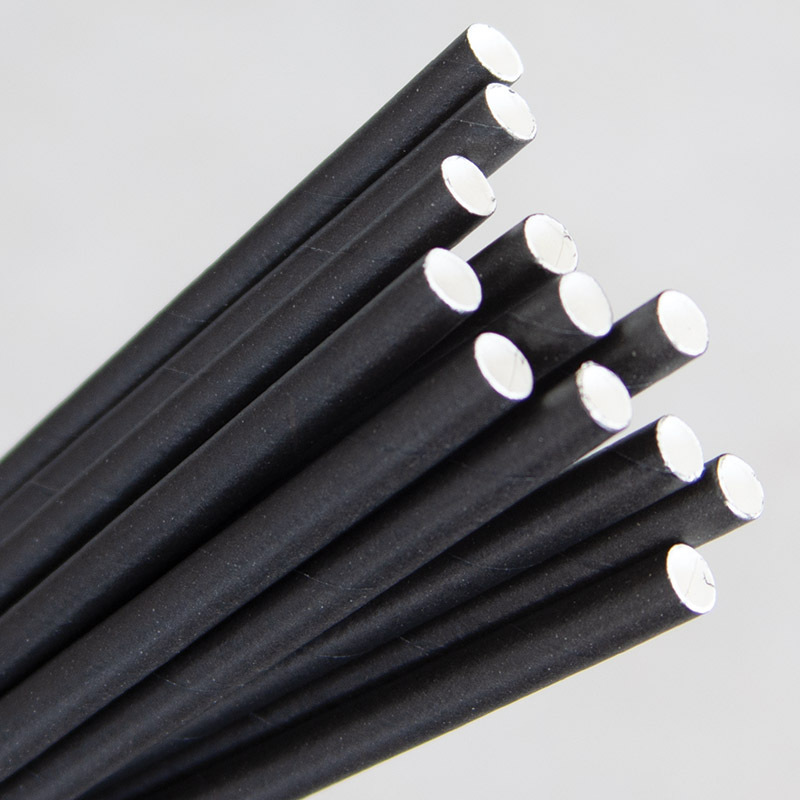 Paper Straws 200mm - Black 250pk