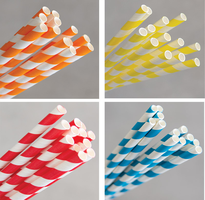Paper Straws 200mm - Bright Colours 1000pk