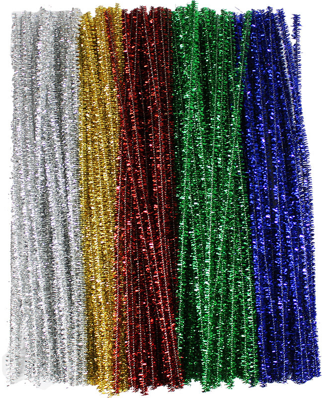 Pipe Cleaner Tinsel Assorted Colours - Long 300mm 150pk