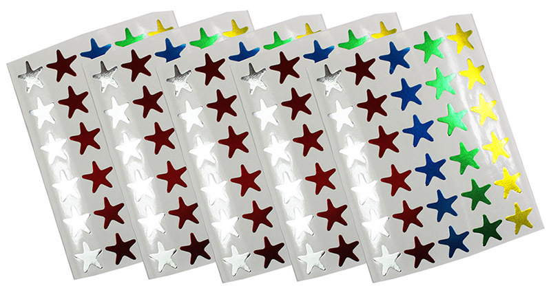 Permanent Star Stickers 14mm Flat 150pk - Assorted
