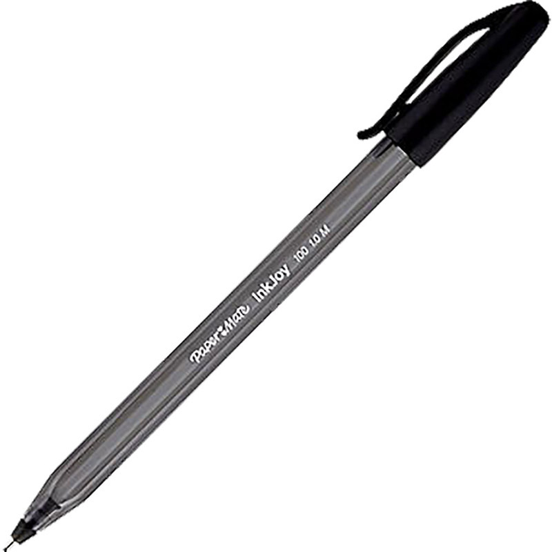 Papermate Pen Inkjoy 100 Clear Barrel - Black 12pk