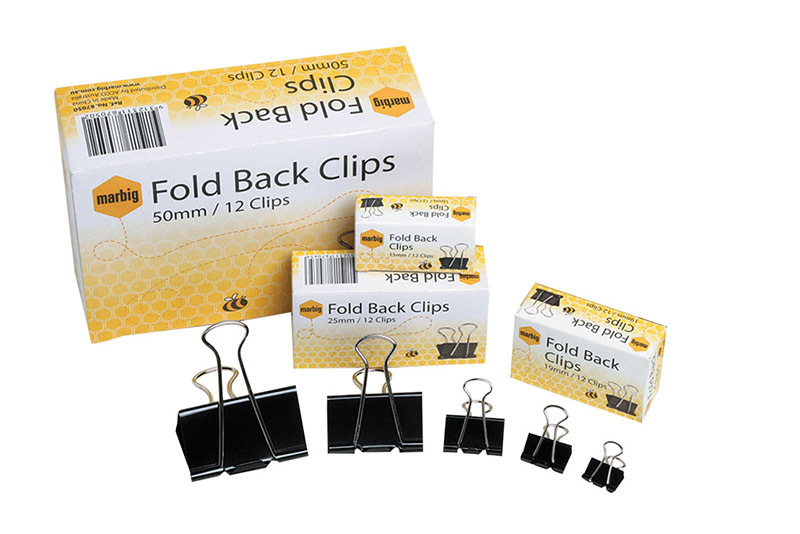 Marbig Fold Back/Binder Clips - 50mm 12pk