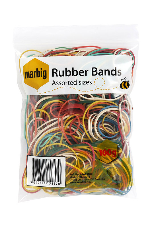 Marbig Rubber Bands - Assorted Sizes & Colours 280pk