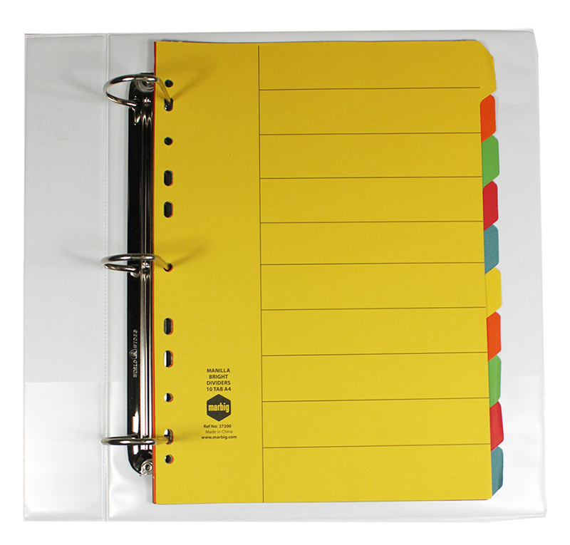 Marbig Manilla Dividers A4 - 10 Tab Brights