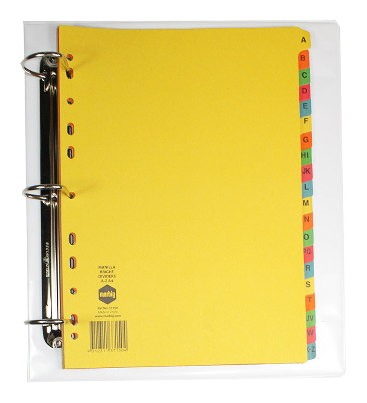Marbig Manilla Dividers A4 - A-Z Tab Brights