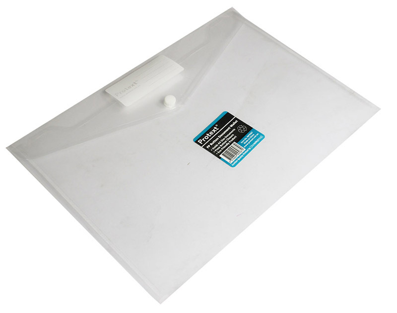 Plastic Wallet with Button - A3 Clear