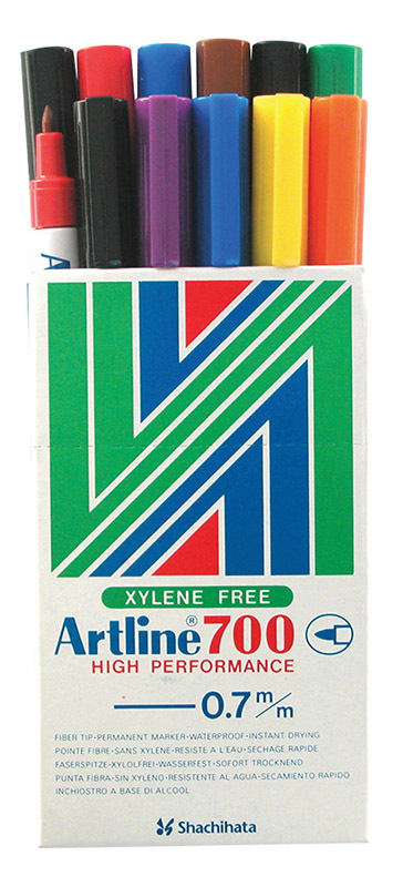 Artline 700 Fine Bullet Permanent Marker - Assorted 12pk