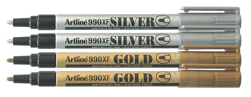Artline Metallic Marker - 1.2mm Silver/Gold 4pk