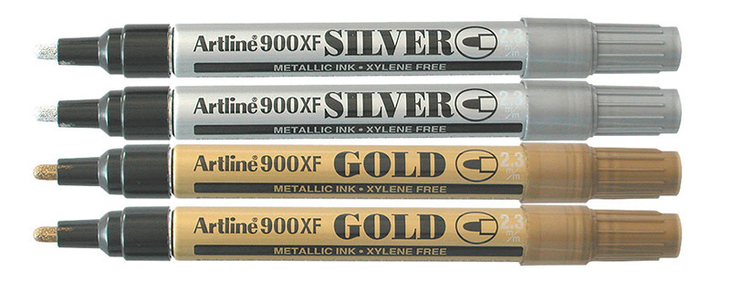 Artline Metallic Marker - 2.3mm Silver/Gold 4pk